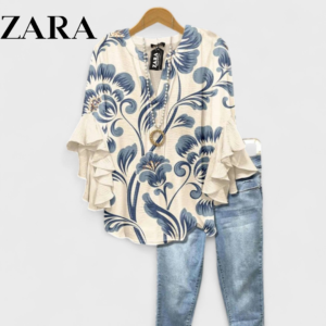 Zara - Trendy Floral Blouse